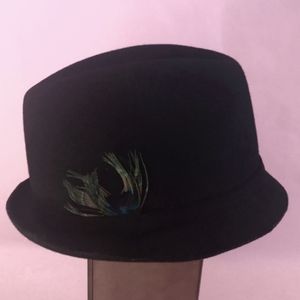 Black wool fedora hat